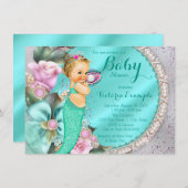Mermaid Baby shower Kaart (Voorkant / Achterkant)