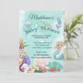 Mermaid Baby shower klaagt groen onder het Zee Kaart (Staand voorkant)