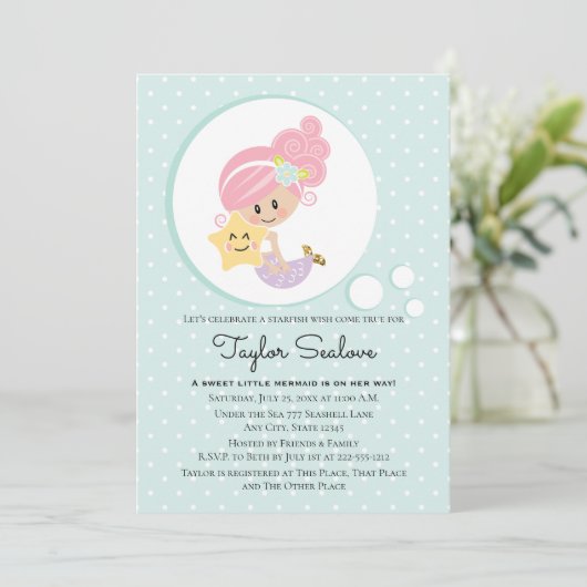 Mermaid Baby shower Light Skin Tone Kaart (Staand voorkant)