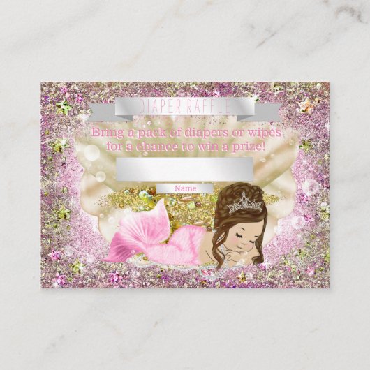 Mermaid Baby shower Luier Raffle Tickets Informatiekaartje (Voorkant)