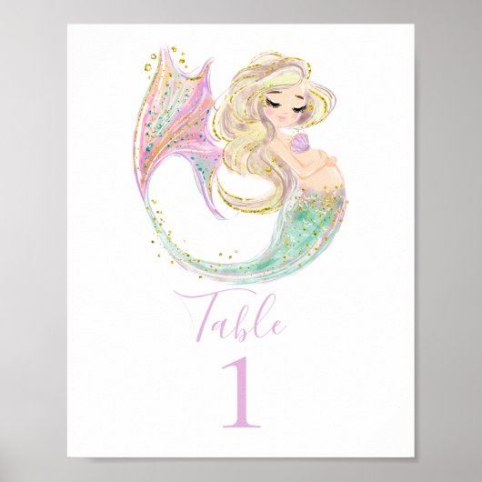 MERMAID BABY SHOWER moeder Poster (Voorkant)