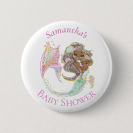 Mermaid Baby shower Nautical Ronde Button 5,7 Cm