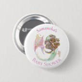 Mermaid Baby shower Nautical Ronde Button 5,7 Cm (Voorkant /achterkant)