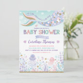 Mermaid Baby shower nodigt uit onder de Zee partij Kaart (Staand voorkant)
