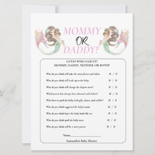 Mermaid Baby Shower Onder de zee. Kaart (Voorkant)