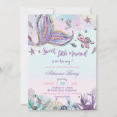 Mermaid Baby shower onder Zee Baby Girl Kaart (Voorkant)