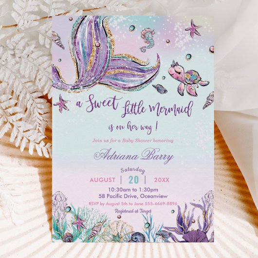 Mermaid Baby shower onder Zee Baby Girl Kaart
