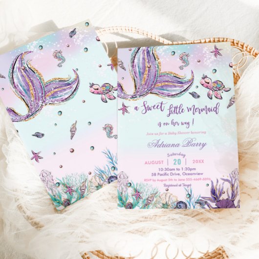 Mermaid Baby shower onder Zee Baby Girl Kaart