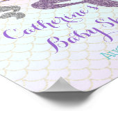 Mermaid Baby shower Paars Blauwgroen Welkom aanpas Poster (Hoek)