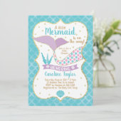 Mermaid Baby shower Paars en Turquoise Kaart (Staand voorkant)