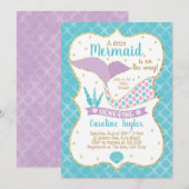 Mermaid Baby shower Paars en Turquoise Kaart (Voorkant / Achterkant)