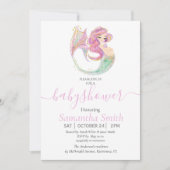 MERMAID BABY SHOWER Roze Invitation Aankondiging (Voorkant)