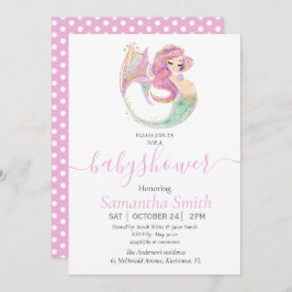 MERMAID BABY SHOWER Roze Invitation Aankondiging