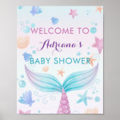Mermaid Baby shower Shell onder Zee B Welkome Poster (Voorkant)