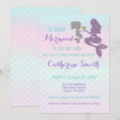 Mermaid Baby shower Sparkle Paars Blauwgroen aanpa Kaart (Voorkant / Achterkant)