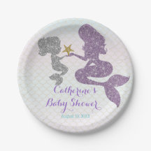 Mermaid Baby shower Sparkle Paars Blauwgroen aanpa