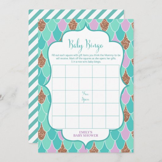 Mermaid Baby shower spel 5x7 Uitnodiging (Voorkant / Achterkant)