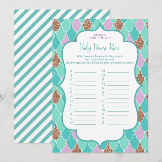 Mermaid Baby shower spel 5x7 Uitnodiging (Voorkant / Achterkant)