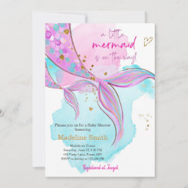 Mermaid Baby shower Sprinkle Girl Pink Kaart