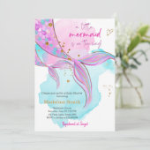 Mermaid Baby shower Sprinkle Girl Pink Kaart (Staand voorkant)