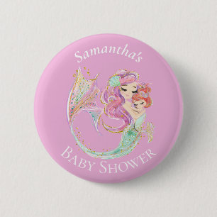 Mermaid Baby Shower Sweet Little Mermaid Ronde Button 5,7 Cm