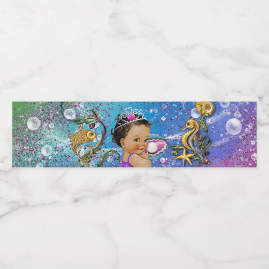 Mermaid Baby shower waterflesetiketten Waterfles Etiket (Enkel label)
