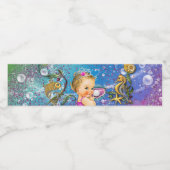 Mermaid Baby shower waterflesetiketten Waterfles Etiket (Enkel label)