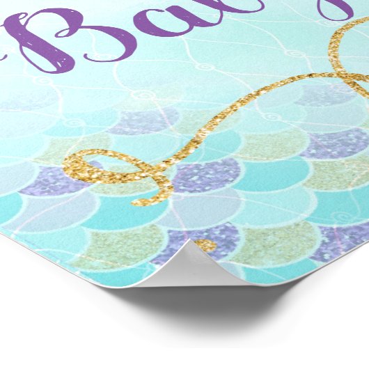Mermaid Baby Shower Welkombord Poster Achtergrond (Hoek)