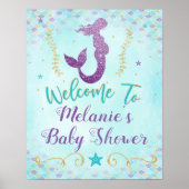 Mermaid Baby Shower Welkombord Poster Achtergrond (Voorkant)