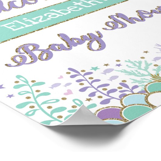 Mermaid Baby shower Welkome Sign Beach Zee Poster (Hoek)