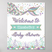 Mermaid Baby shower Welkome Sign Beach Zee Poster (Voorkant)