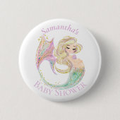 Mermaid Baby shower White Moeder om Button te word (Voorkant)