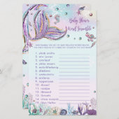 Mermaid Baby shower Word Scramble Fun Game Sheet (Voorkant / Achterkant)
