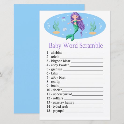 Mermaid Baby word scramble game (Voorkant / Achterkant)