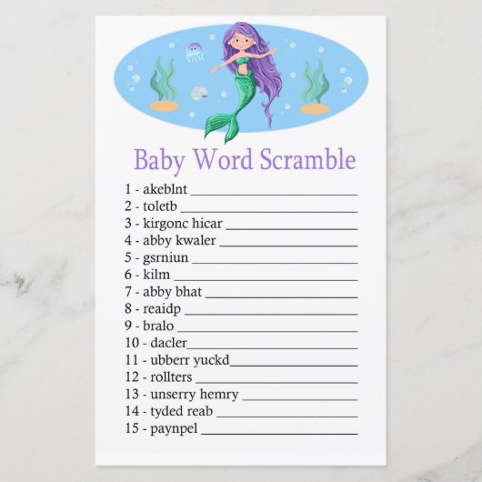 Mermaid Baby word scramble game (Voorkant)