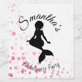 Mermaid bachelorette heart party wijnlabel wijn etiket (Enkel label)