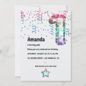 Mermaid Balloon 1st Birthday Uitnodiging (Voorkant)