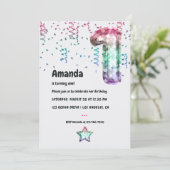 Mermaid Balloon 1st Birthday Uitnodiging (Staand voorkant)