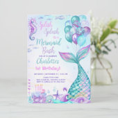 Mermaid Bash 1e Verjaardag Kaart (Staand voorkant)