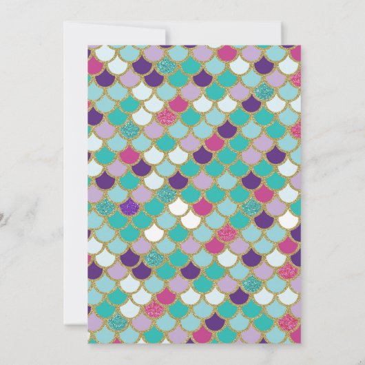 Mermaid Bash Birthday Uitnodiging Blauwgroen Gold  (Achterkant)