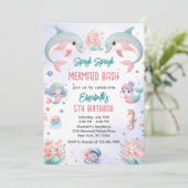 Mermaid Bash Onder de Zee Verjaardag Kaart (Staand voorkant)