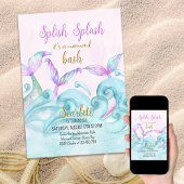 Mermaid Bash Splish Splash Birthday Party Kaart