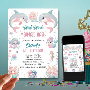 Mermaid Bash Under the Sea Verjaardag Kaart