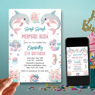 Mermaid Bash Under the Sea Verjaardag Kaart