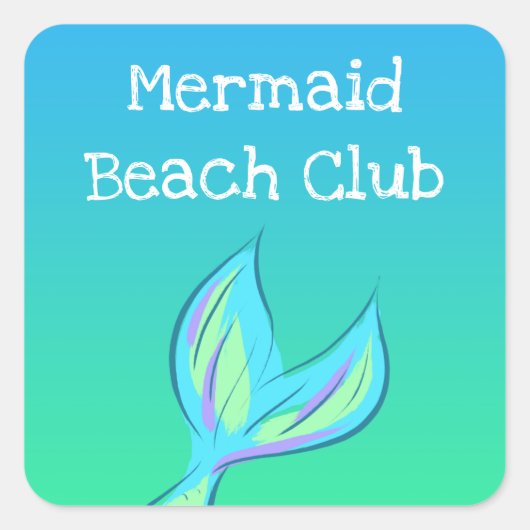 Mermaid Beach Club Vierkante Sticker (Voorkant)