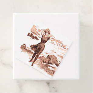 Mermaid Beach Gibson Girl Victoriaans Antiek Bedankjes Labels