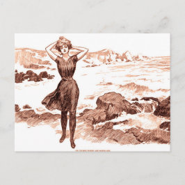 Mermaid Beach Gibson Girl Victoriaans Antiek Briefkaart