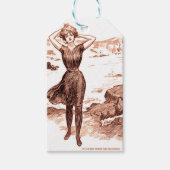 Mermaid Beach Gibson Girl Victoriaans Antiek Cadeaulabel (Voorkant)