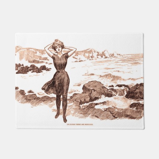Mermaid Beach Gibson Girl Victoriaans Antiek Deurmat (Voorkant)