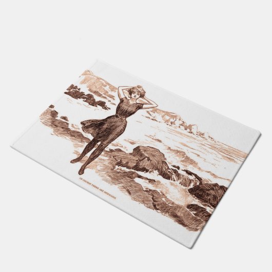 Mermaid Beach Gibson Girl Victoriaans Antiek Deurmat (Schuin)